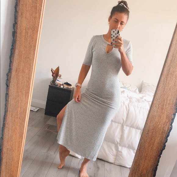 Caution To The Wind Dresses & Skirts - Caution to the Wind Long Gray Silhouette Dress